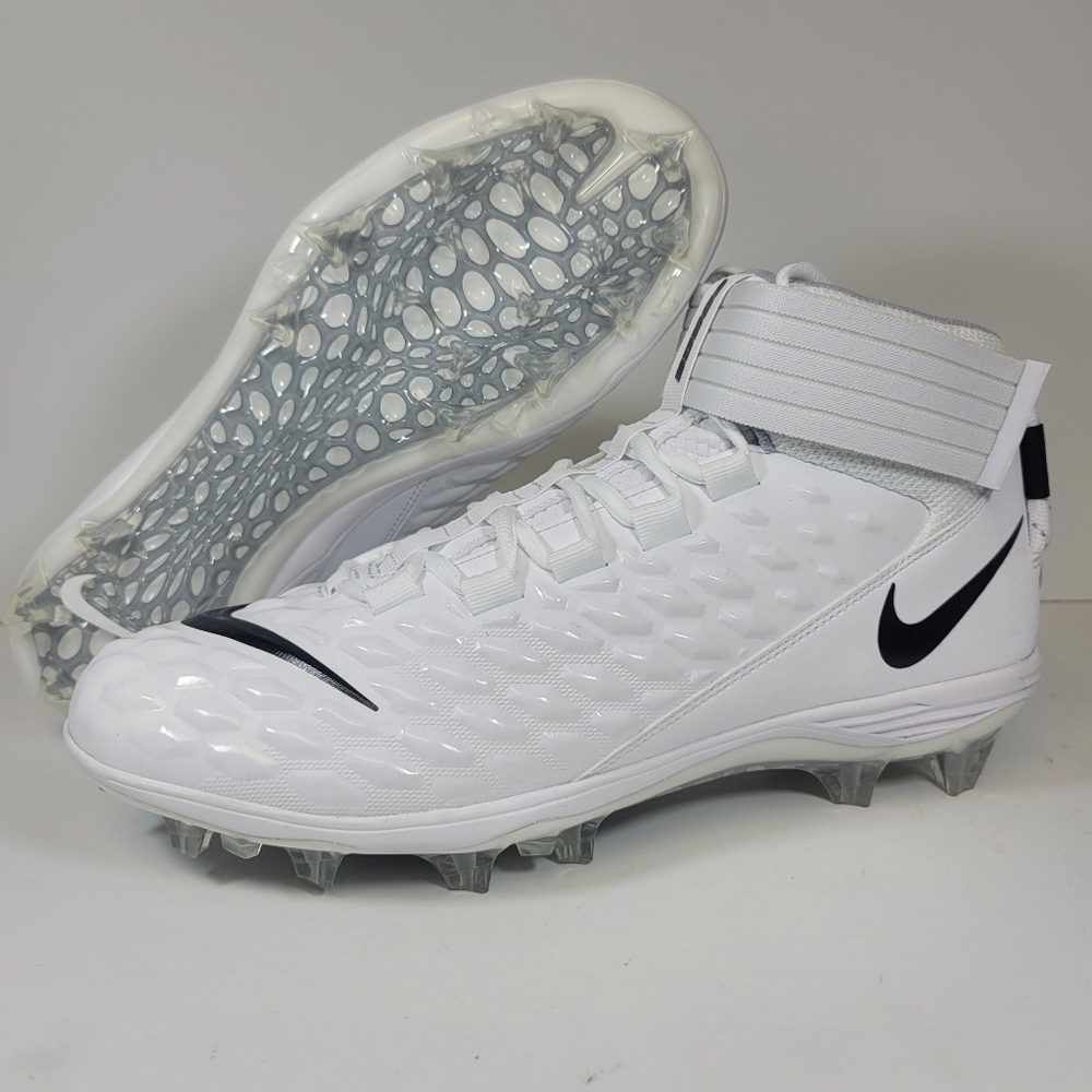 Nike Force Men's 13 Savage Pro 2 Sample White Black Football Cleats Lineman New